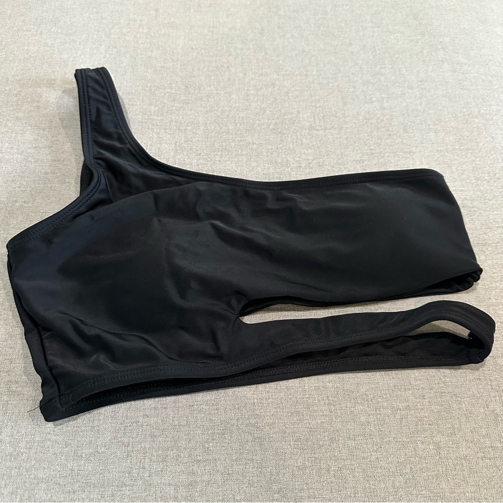 One shoulder cutout bikini top